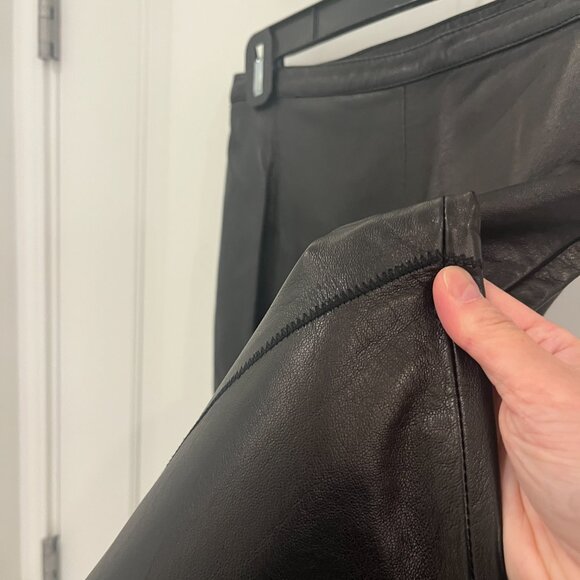 1990's Vintage Claude Montana Pieced Black Leather Pants Italy Size 40 MINT - Picture 3 of 13